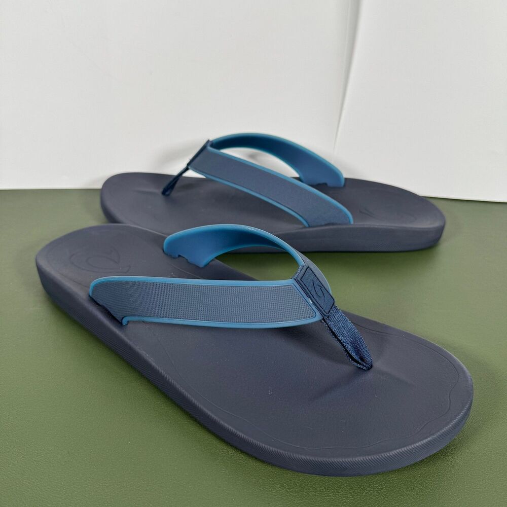 OluKai Koko'o Waterproof Flip Flop Sandals Men's Moonlit Ocean Size US14